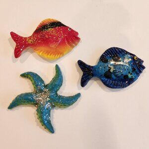 Tropical Fish and Starfish Resin Refrigerator Magnets
